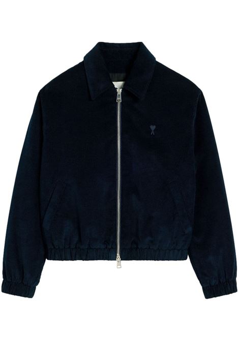 Bomber Ami de Coeur con zip in blu di AMI Paris - uomo AMI PARIS | HJK037CO00894011